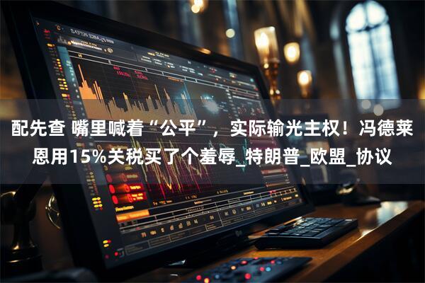 配先查 嘴里喊着“公平”，实际输光主权！冯德莱恩用15%关税买了个羞辱_特朗普_欧盟_协议