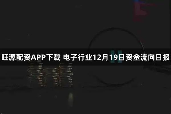 旺源配资APP下载 电子行业12月19日资金流向日报